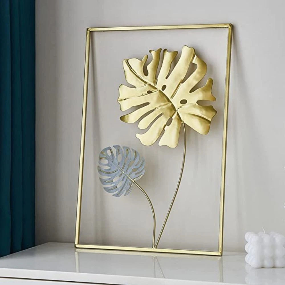 Large Metal Wall Art Ginkgo Leaf Framed Hanging Home Decor Flower Sculpture