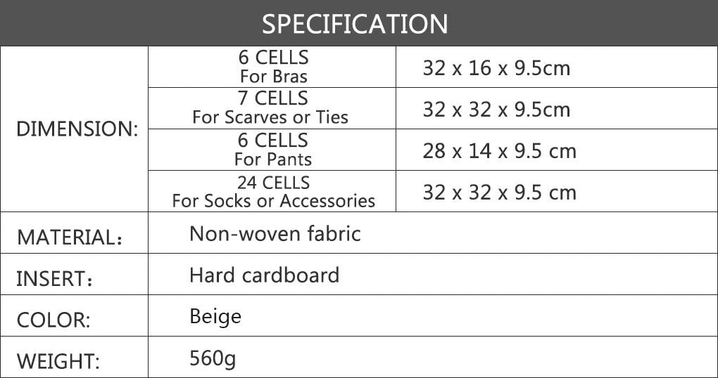 Foldable Storage Drawer Organizer Bra Underwear Closet Divider Kit 4 PCS/SET