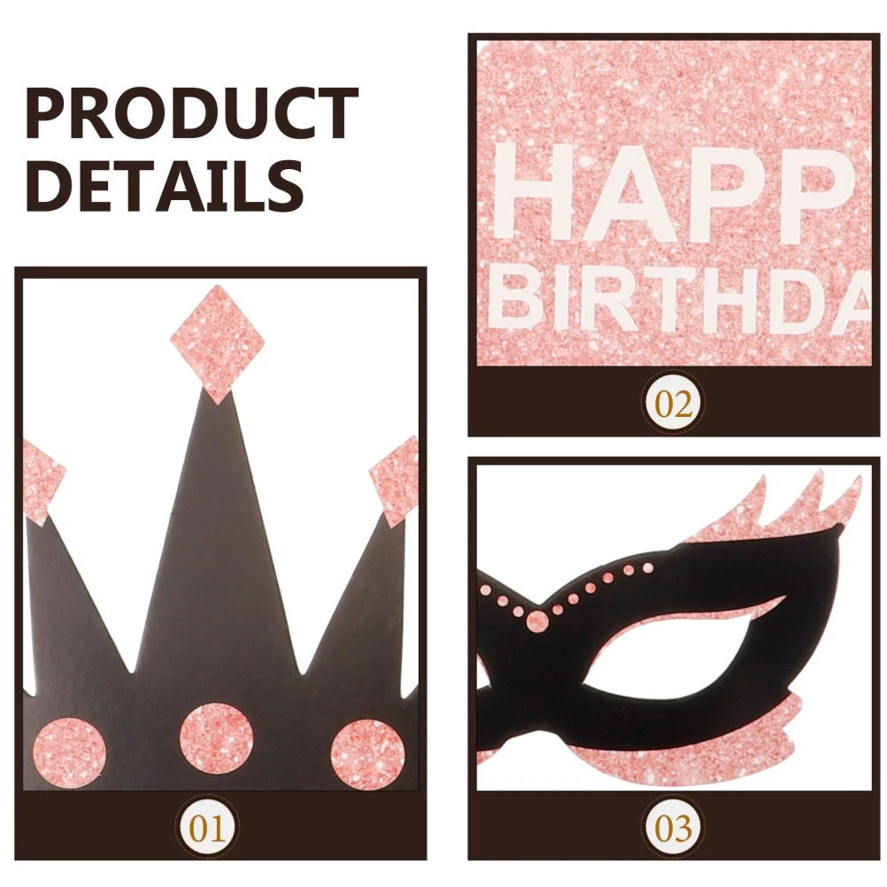 1 Set of Birthday Photo Booth Props Selfie Prop Party Supplies Decorations