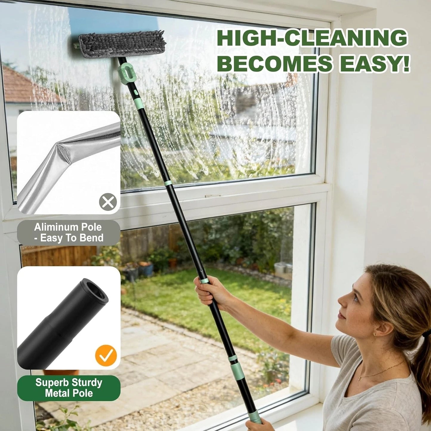 Window Squeegee Car Windshield Washer Kit for Shower Glass Mirrors Home Cleaning