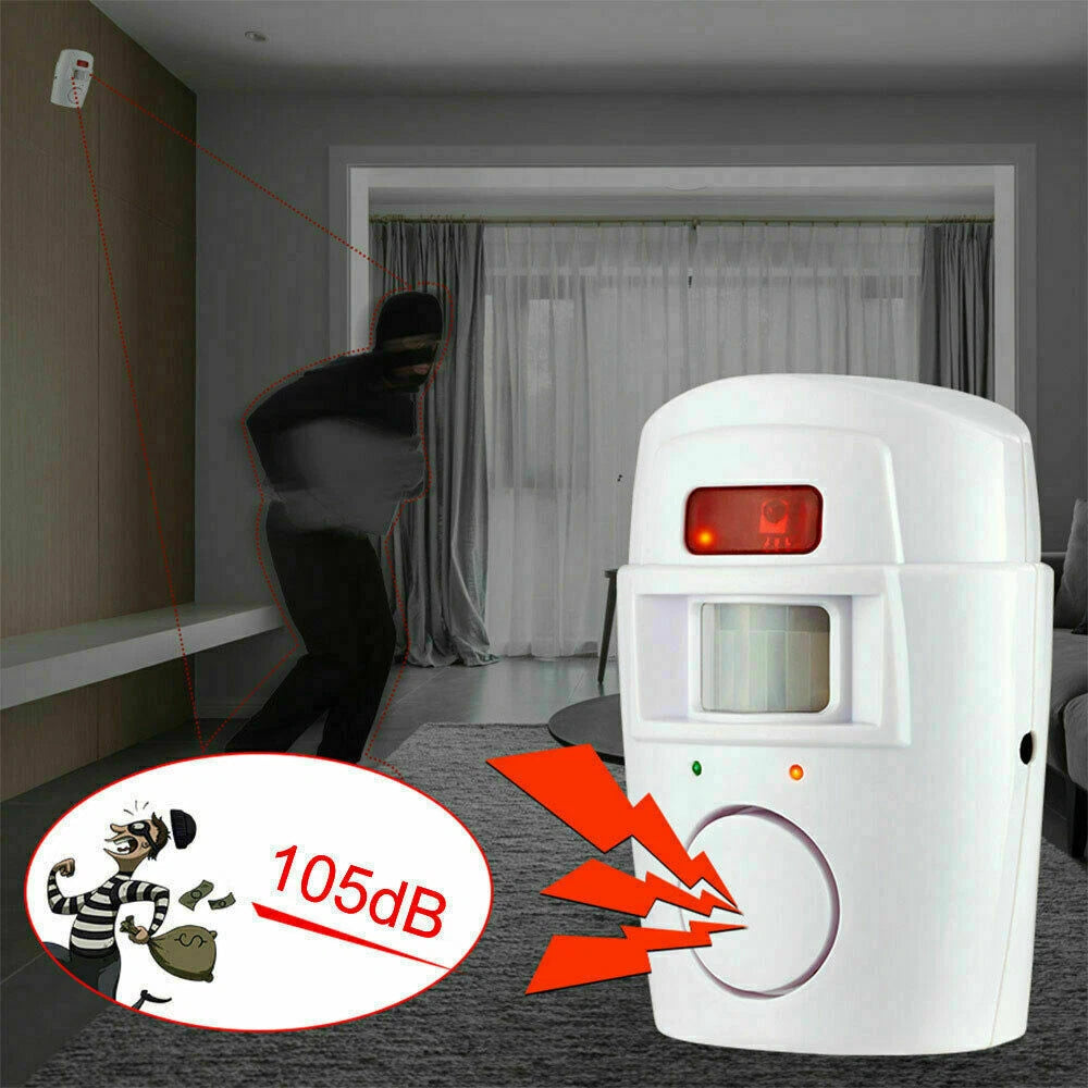 2 x Wireless PIR Motion Sensor Alarm & Remote Controls Home Caravan Garage Shed