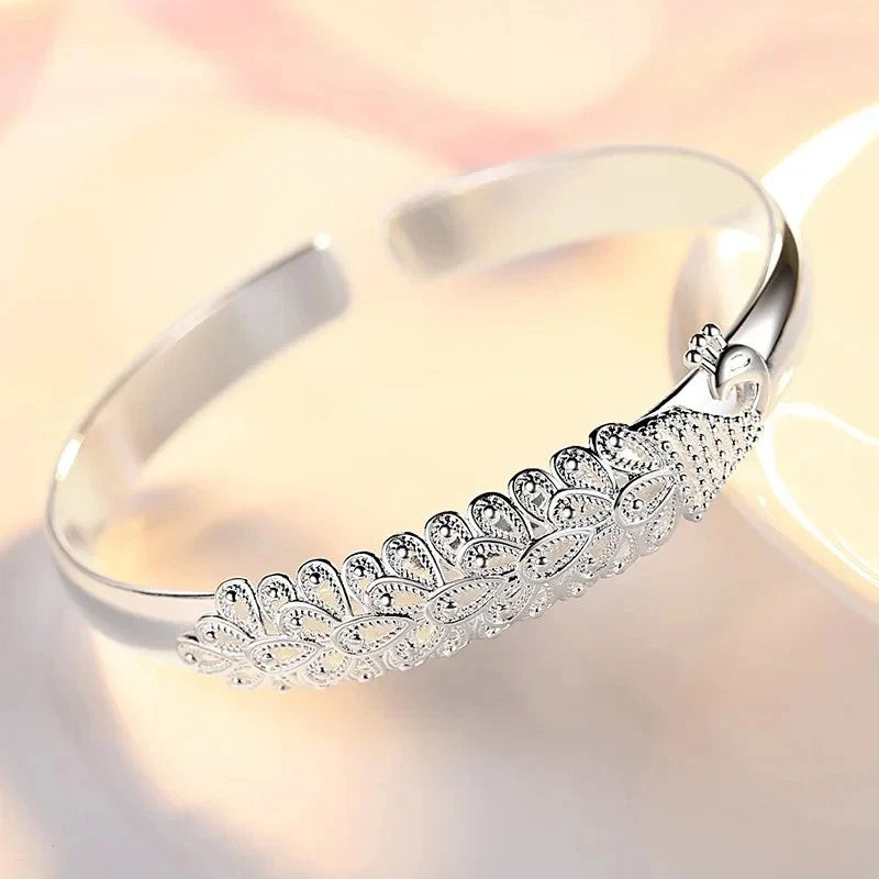 925 Sterling Silver Weave Bracelet – Adjustable Bangle for Women