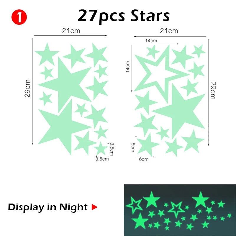 435 Wall Stickers Luminous Stars Moon Planet Glow In The Dark Nursery Kids Room