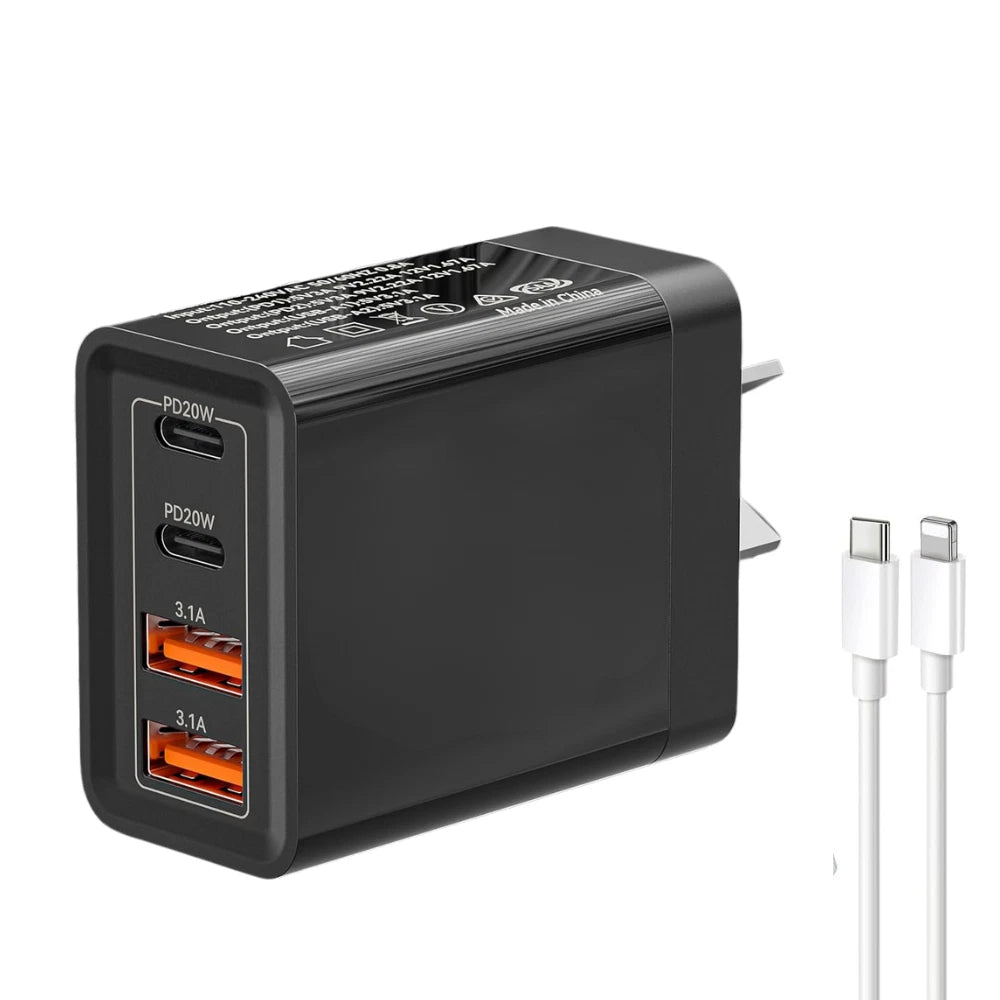55W 4 Port USB-C PD Type-C Fast Charging Wall Plug USB C Charger Power Adapter