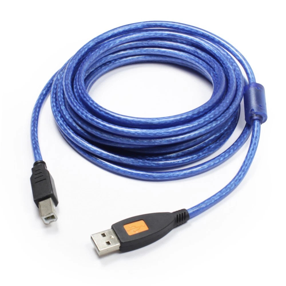 Long 5m Blue Shielded USB Printer Cable for HP DeskJet Envy OfficeJet Printers