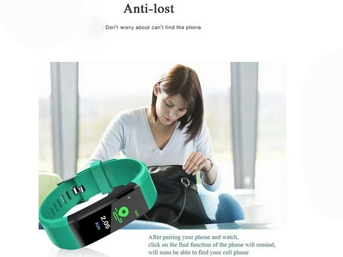 Bluetooth Fitness Tracker Smart Watch Heart Rate Monitor Step Counter Waterproof
