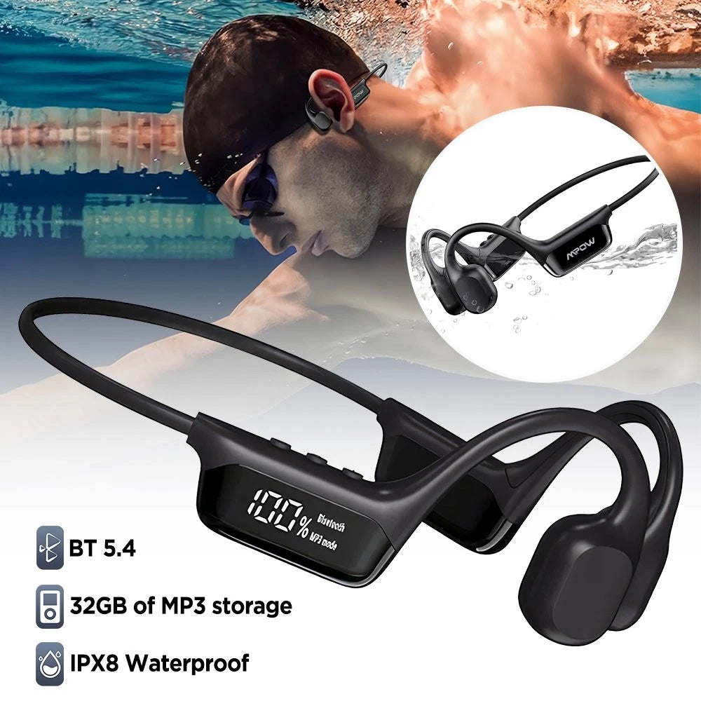 Mpow Bone Conduction Headphones  Bluetooth Waterproof MP3 Swimming Earphones 32G