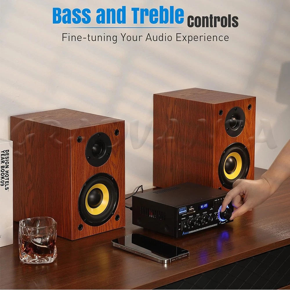 600W 2 Channel Bluetooth Mini HIFI Power Amplifier Audio Stereo Amp Home Car FM