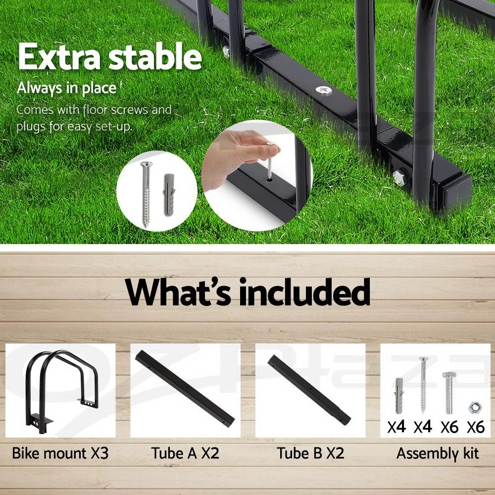 3 Bike Stand Rack Bicycle Floor Parking Holder Cycling Instant Storage Portable
