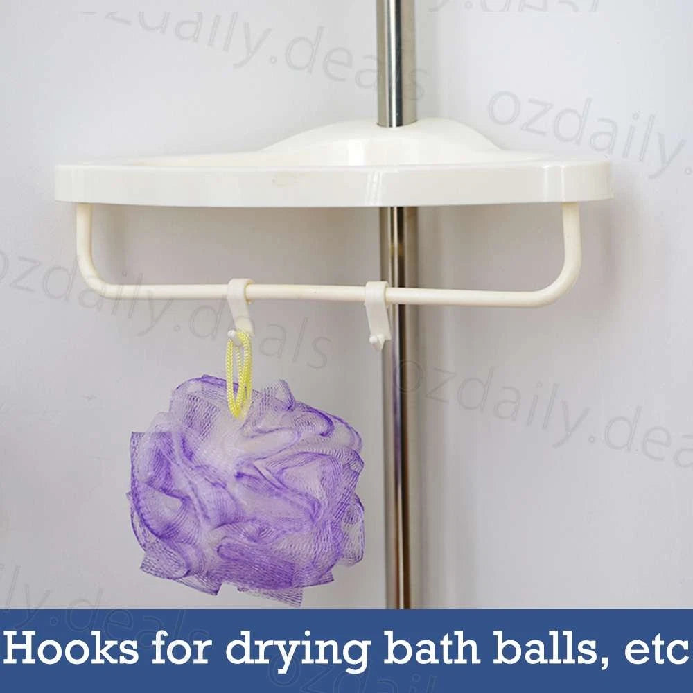 4-Tier Telescopic Shower Corner Shelf Caddy Hold Bathroom Organiser Storage Rack
