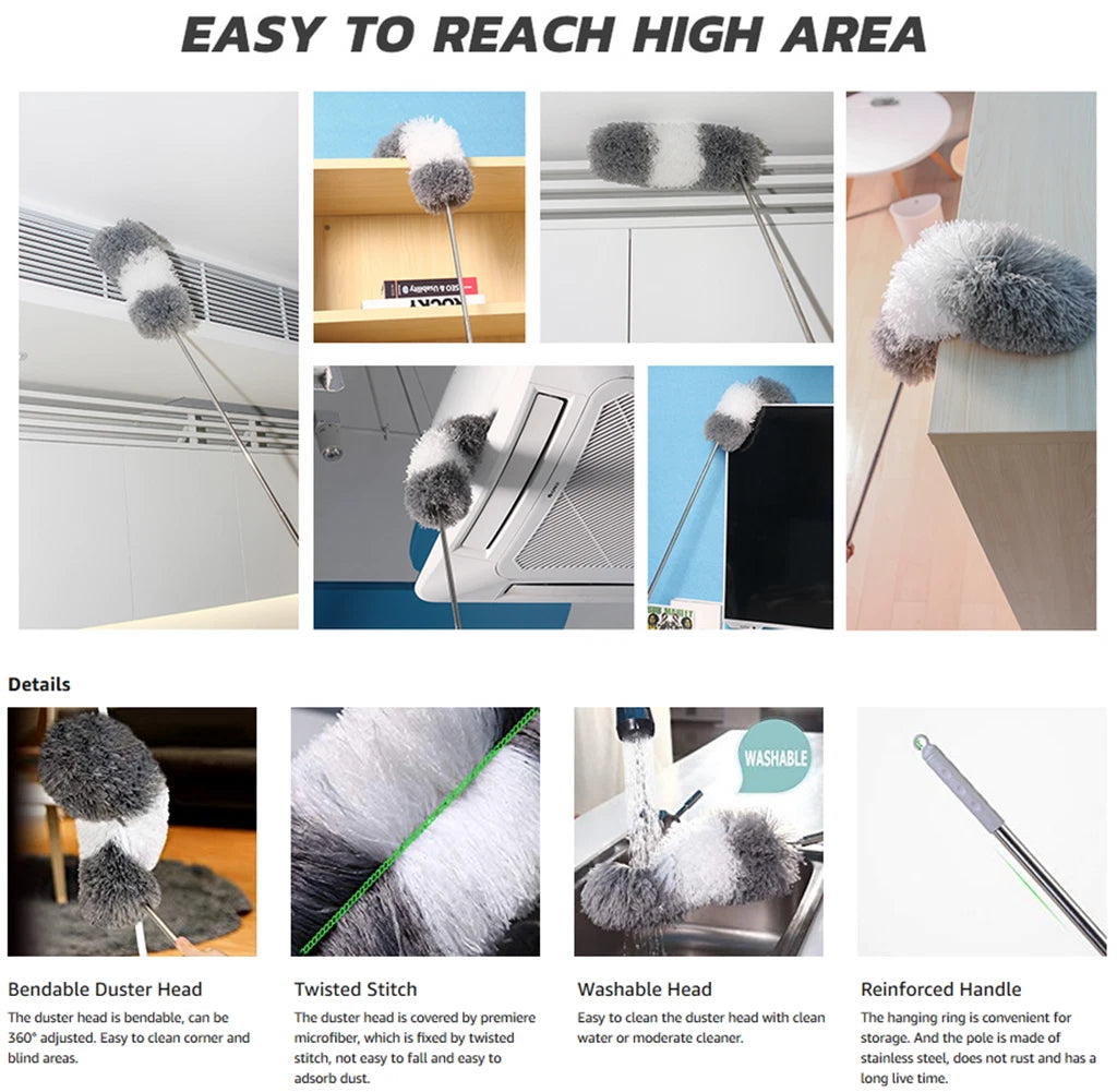 Feather Duster Extendable Handle 245cm Long Telescopic Duster Magic Static Brush
