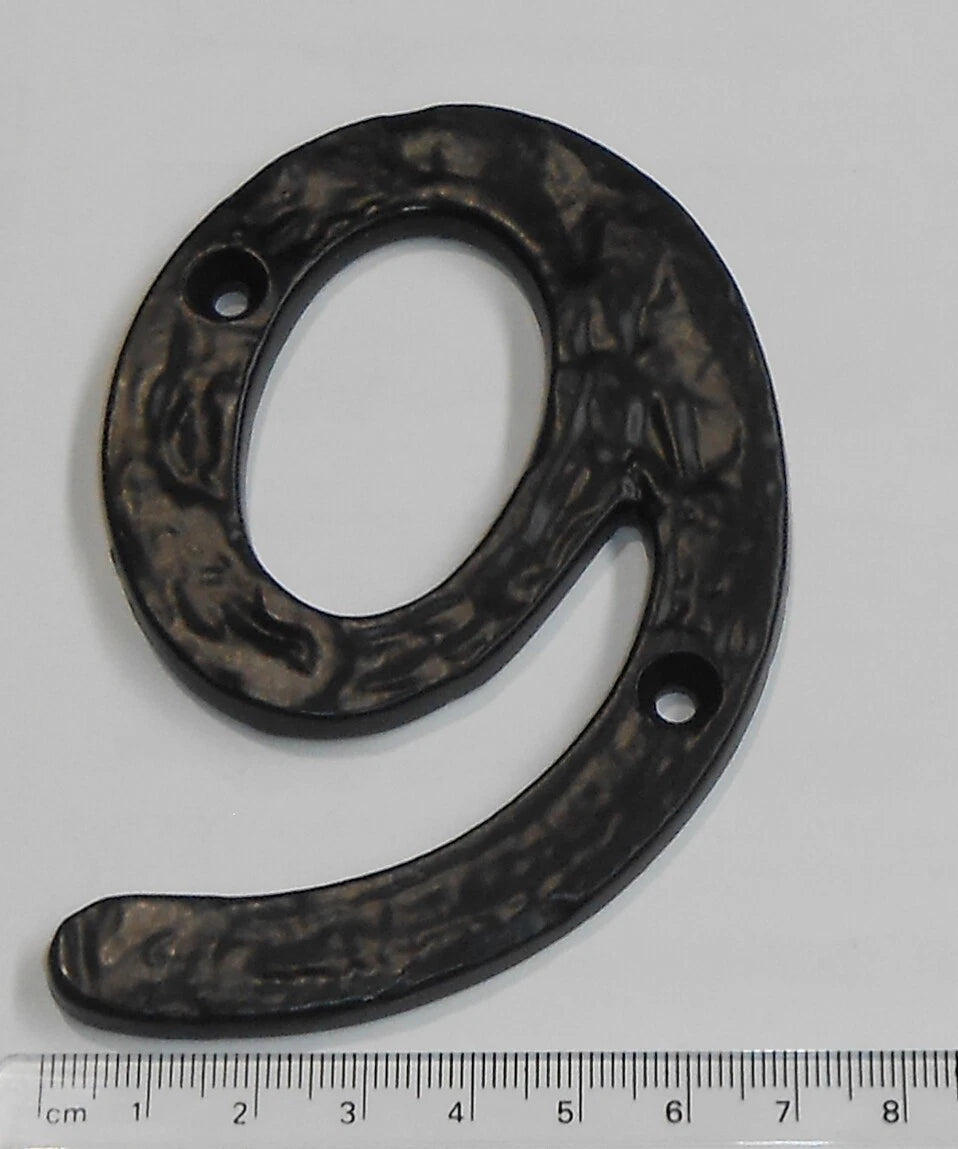 4"/100mm BLACK CAST IRON - HEAVY ANTIQUE DESIGN HOUSE DOOR FENCE NUMBERS NUMERAL