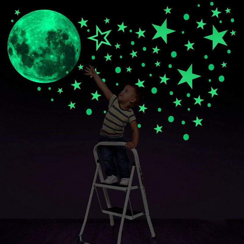435 Wall Stickers Luminous Stars Moon Planet Glow In The Dark Nursery Kids Room