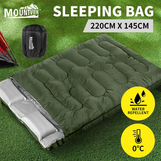 Mountview Sleeping Bag Double Bags Outdoor Camping Thermal 0℃-18℃ Hiking Tent
