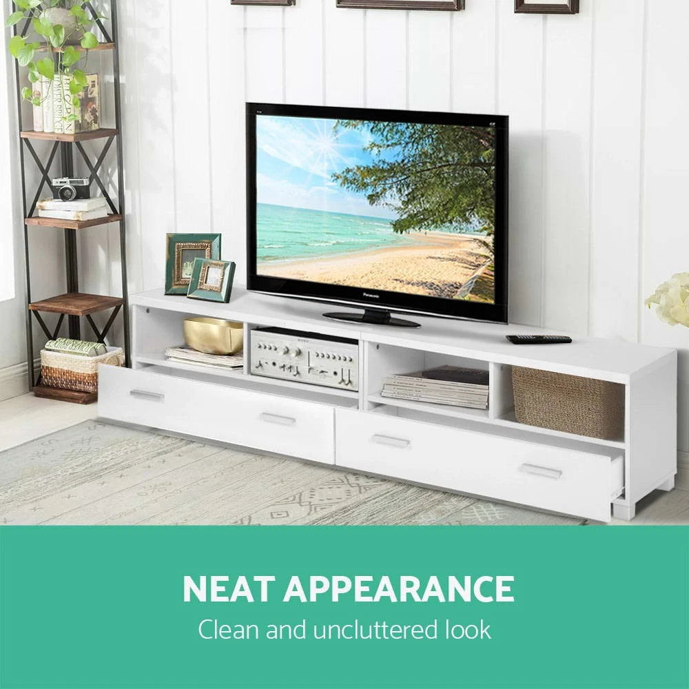 Artiss TV Cabinet Entertainment Unit Stand 180cm 4 Storage Drawers White Eddie