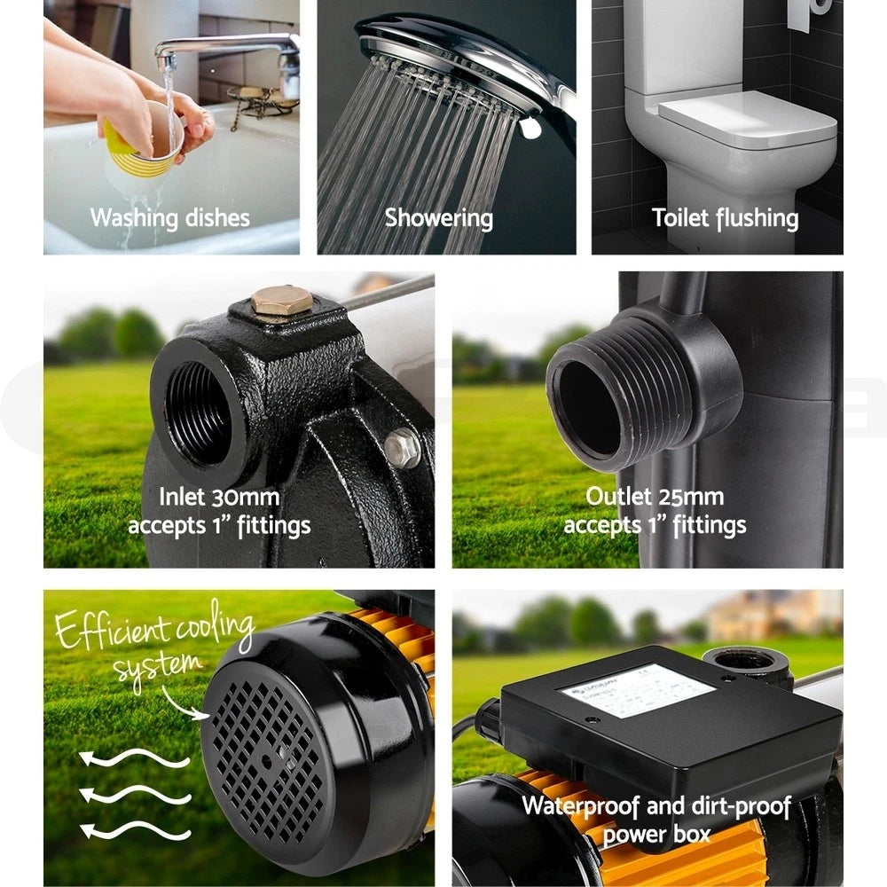 Giantz Garden Water Pump High Pressure 2500W Max 5-Stage Tank Irrigation Black