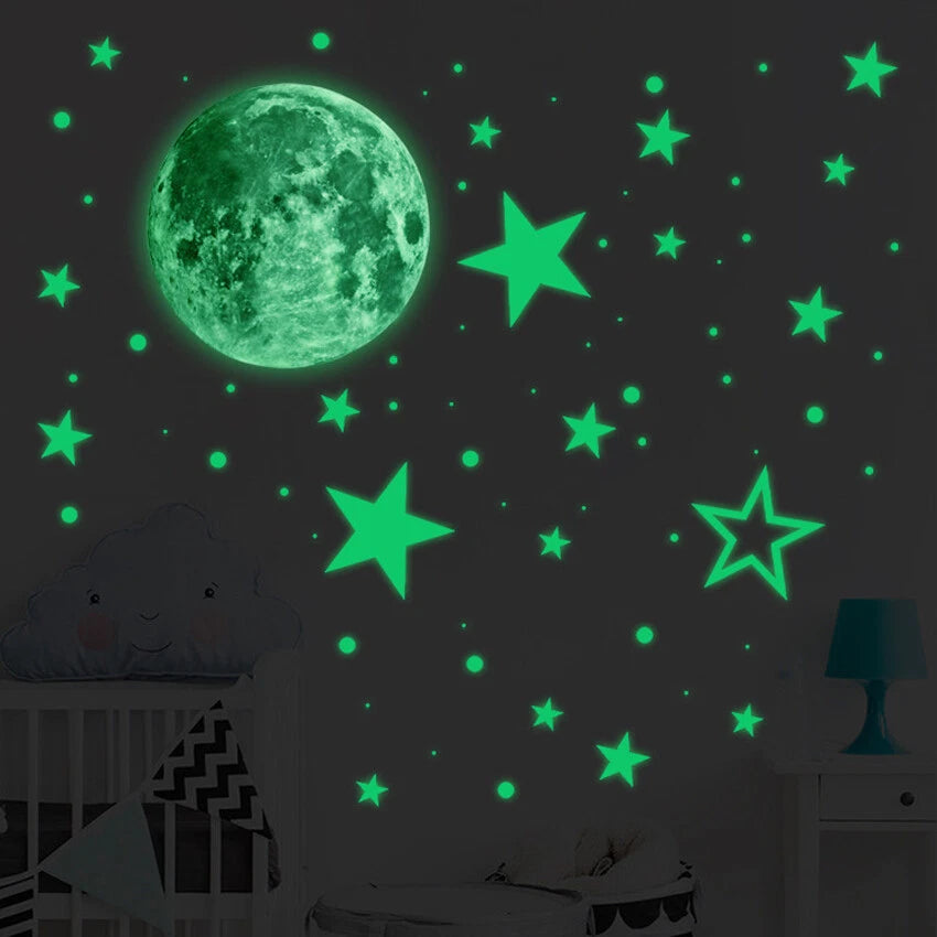 435 Wall Stickers Luminous Stars Moon Planet Glow In The Dark Nursery Kids Room