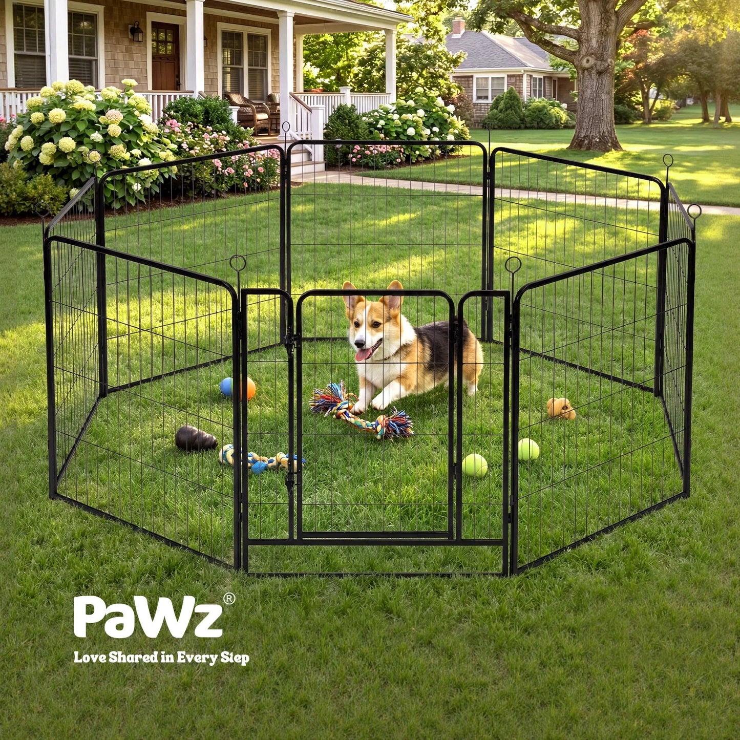 Pawz Dog Playpen 8-Panel Folding Dog Pen Steel Black