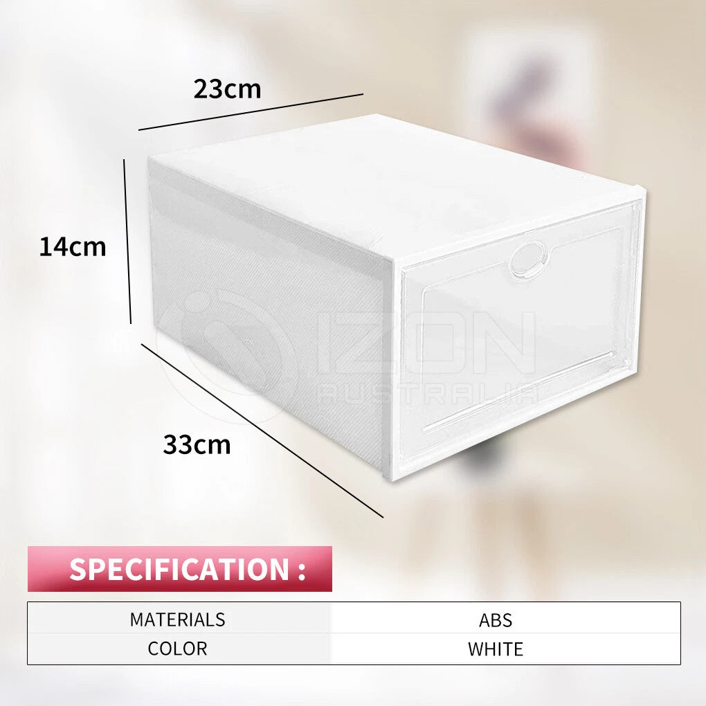 12Pcs Shoe Box Storage Case Clear Boxes Foldable Stackable Transparent Organizer