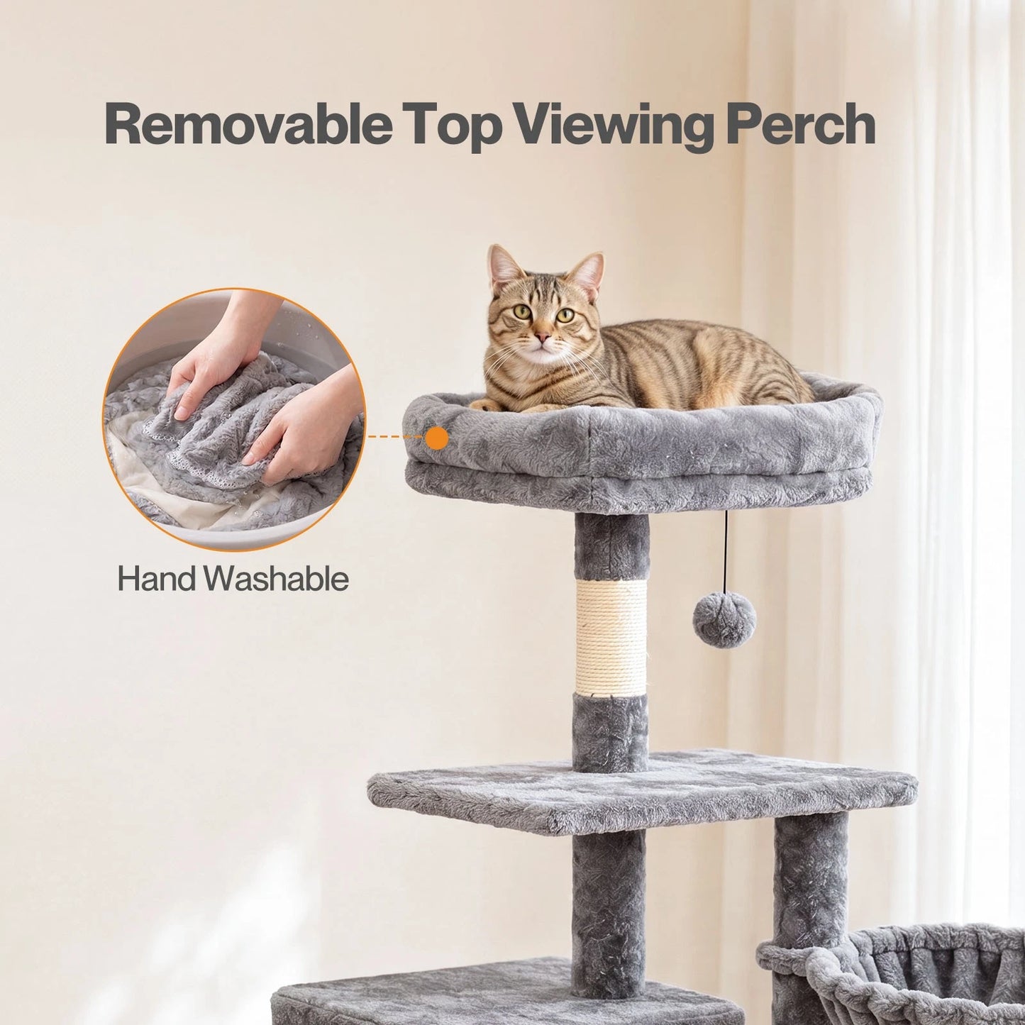 Pawz Cat Tree Cat Tower Multi-Level Cat Bed with Condo 125cm Plush Gray