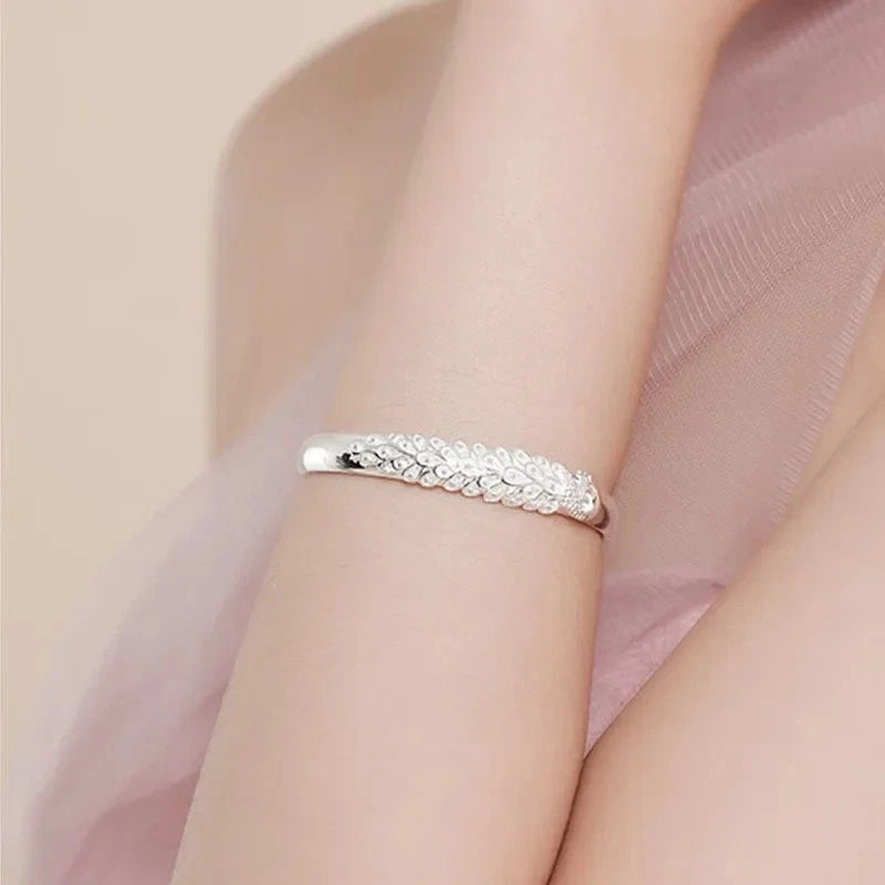 925 Sterling Silver Weave Bracelet – Adjustable Bangle for Women