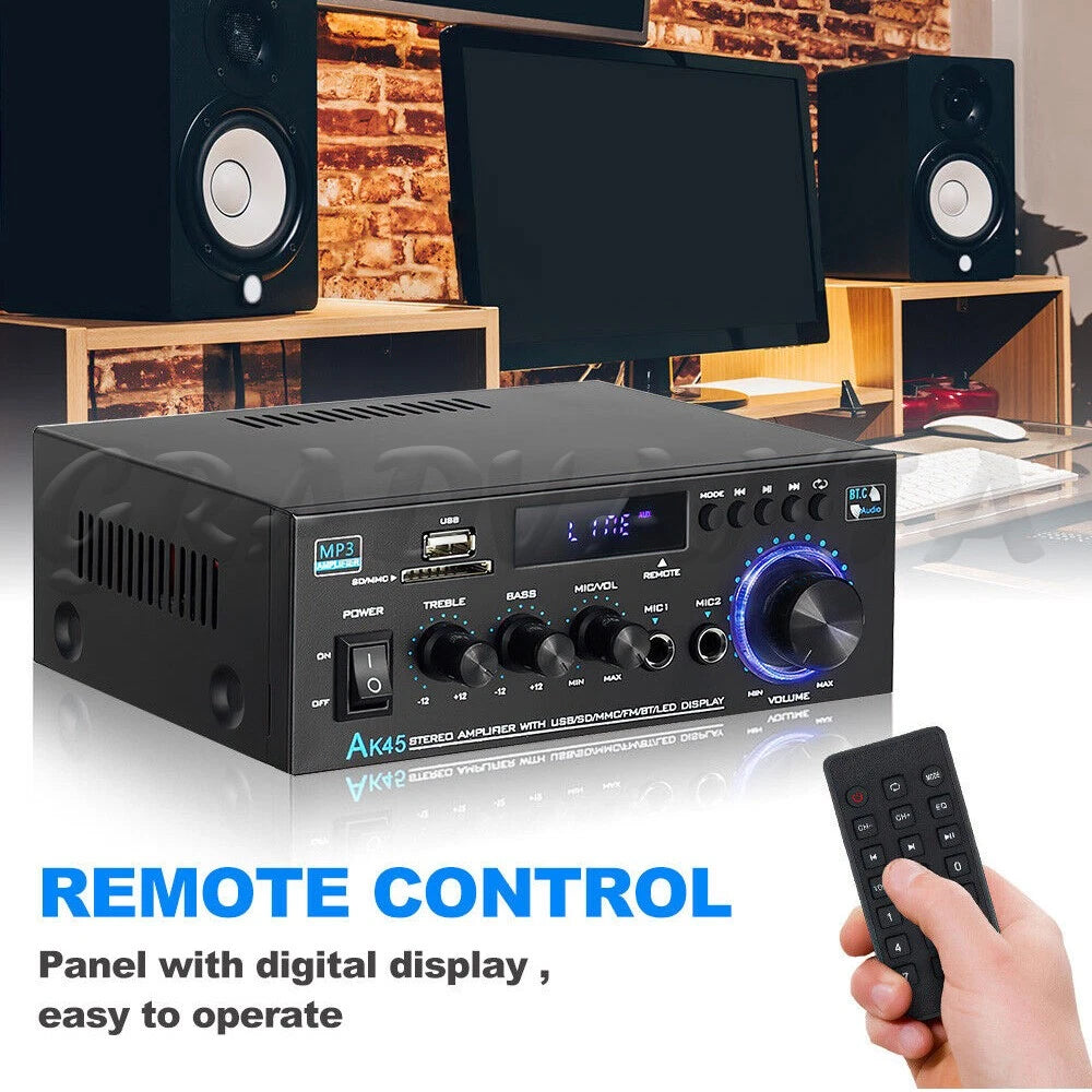 600W 2 Channel Bluetooth Mini HIFI Power Amplifier Audio Stereo Amp Home Car FM