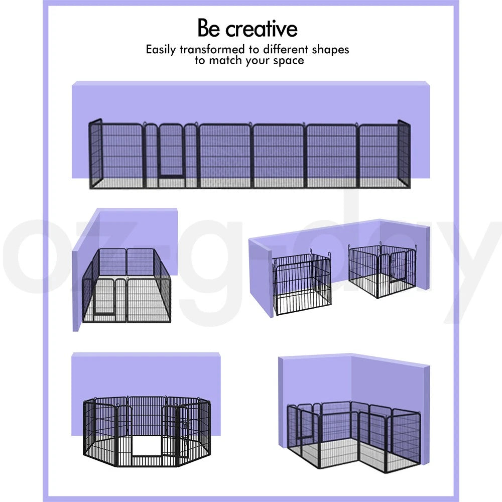BEASTIE Dog Playpen Pet Fence Cage 8 Panel Metal Enclosure Puppy Exercise 32"