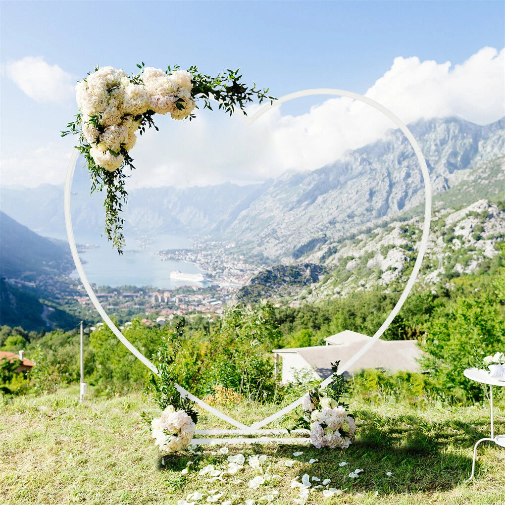7.21ft Heart Shaped Wedding Backdrop Stand Metal Balloon Arch Frame Ceremony
