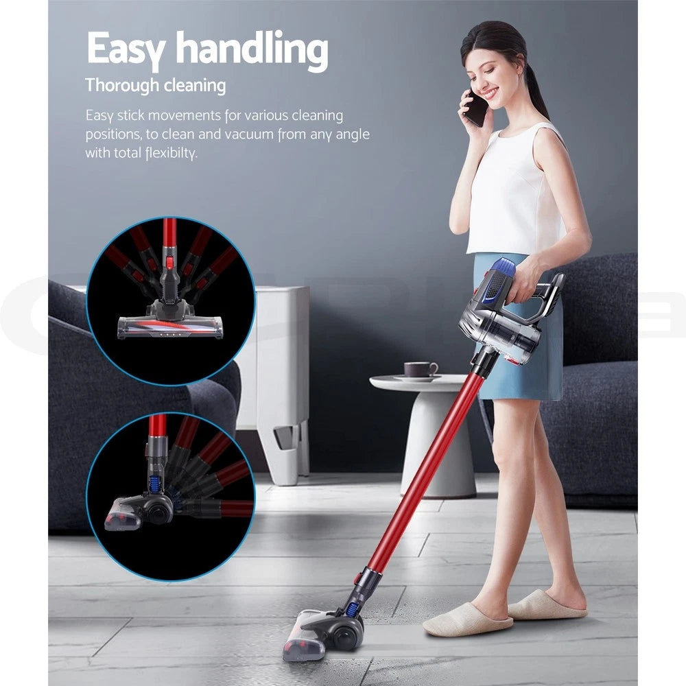 Devanti Stick Vacuum Cleaner Handstick Vac Bagless Handheld Cordless 150W Red