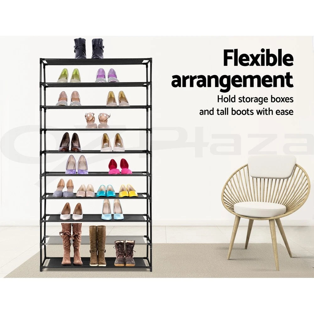 Artiss Shoe Rack Storage Cabinet Stackable Shelves Stand 10 Tiers Black
