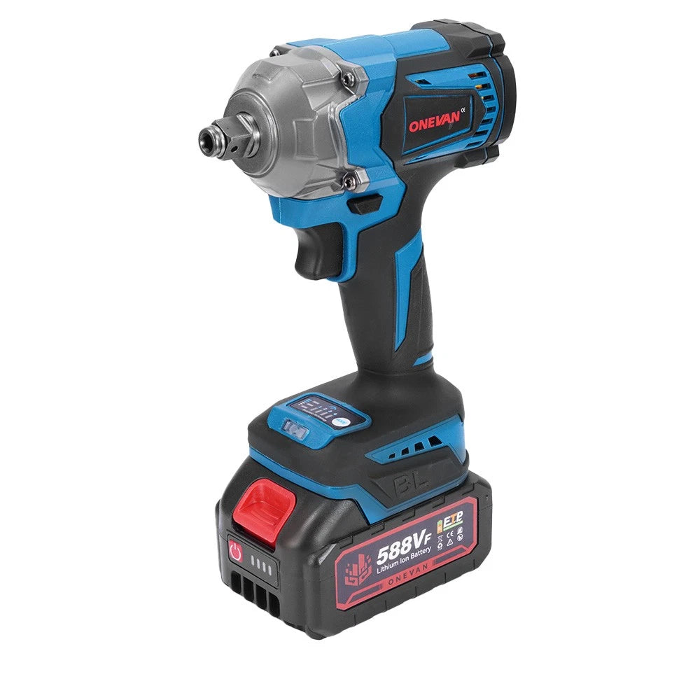 2000NM Cordless Impact Wrench Electric Brushless Rattle Gun w/2 Battery+Case Set