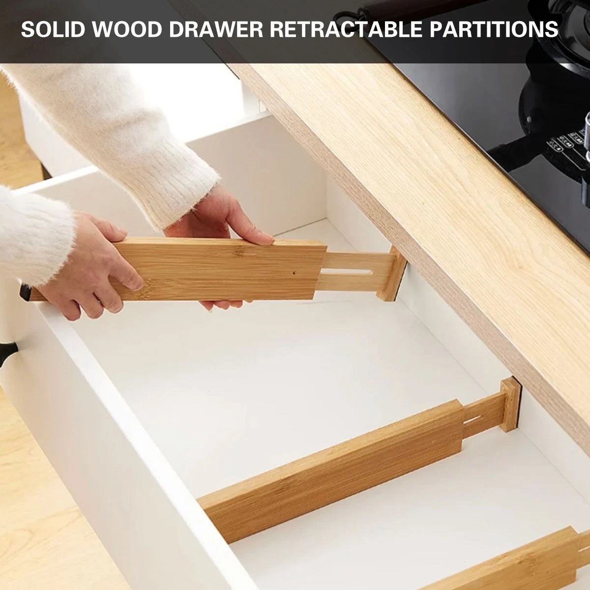 4pcs Expandable Drawer Divider Adjustable Storage Organizer Kitchen Organizer
