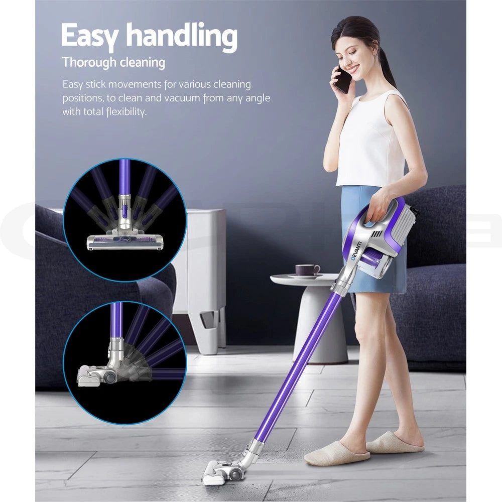 Devanti Stick Vacuum Cleaner Handstick Vac Handheld Cordless 150W Purple