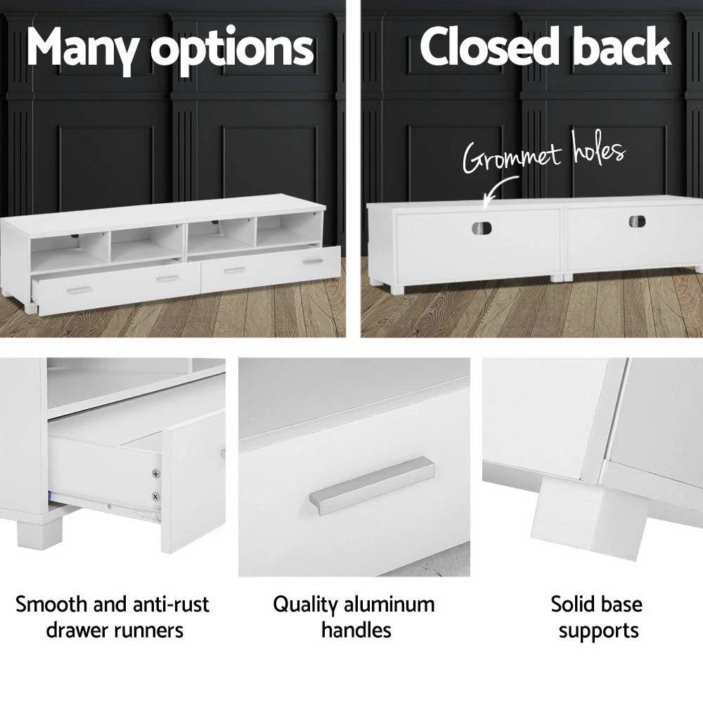 Artiss TV Cabinet Entertainment Unit Stand 180cm 4 Storage Drawers White Eddie