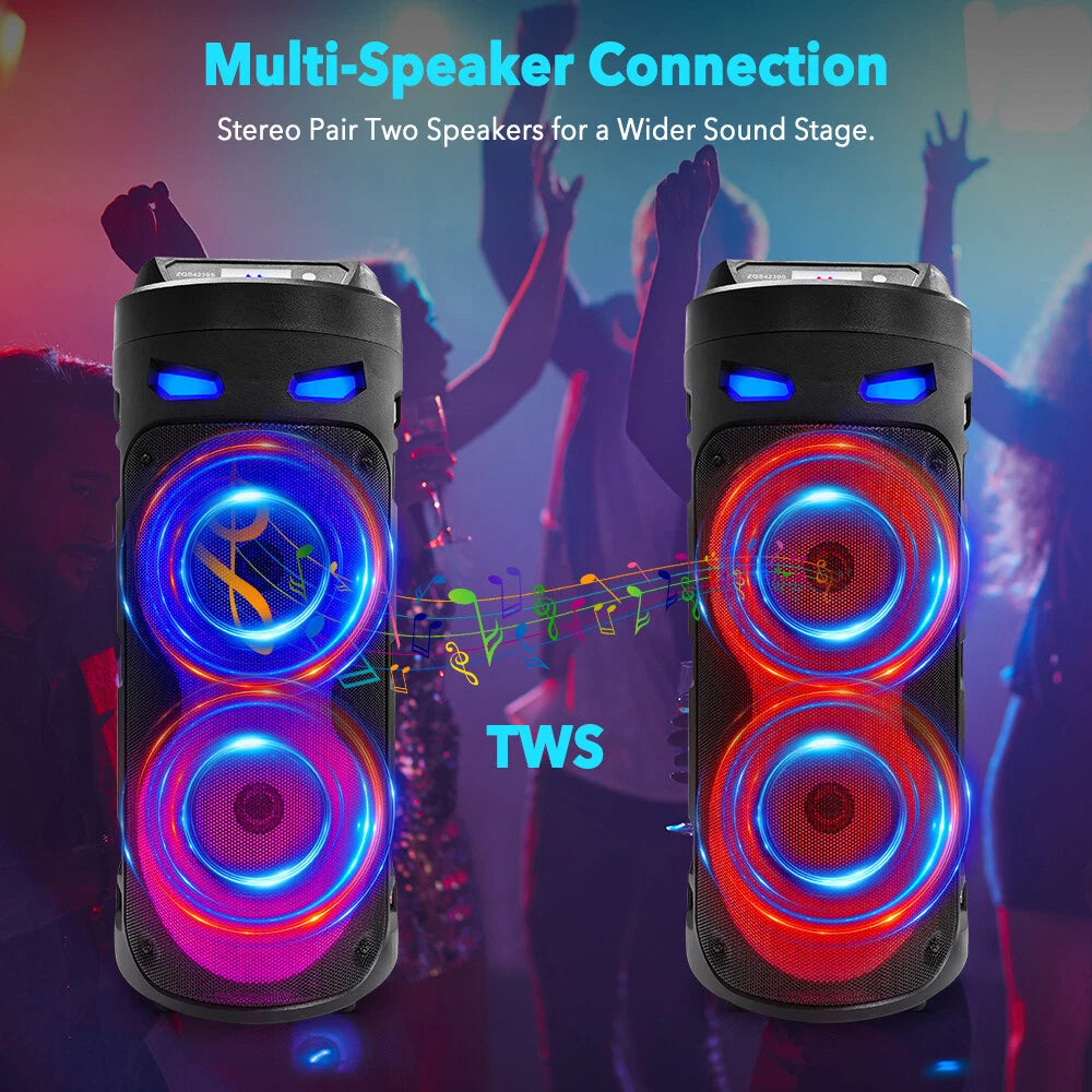 Portable Bluetooth Party Speaker Sub Woofer Heavy Bass 2000W Sound System & MIC