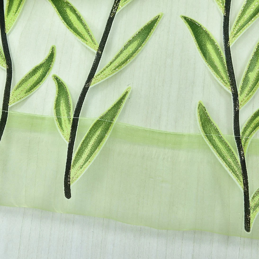 Willow Twigs Voile Sheer Door Window Curtain Drape Green Wall Decor