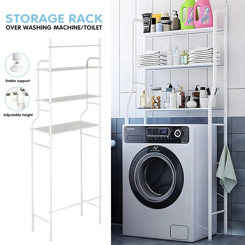 Premium 3 Tier Over Washing Machine Storage - Bathroom Laundry Toilet Shelf Unit