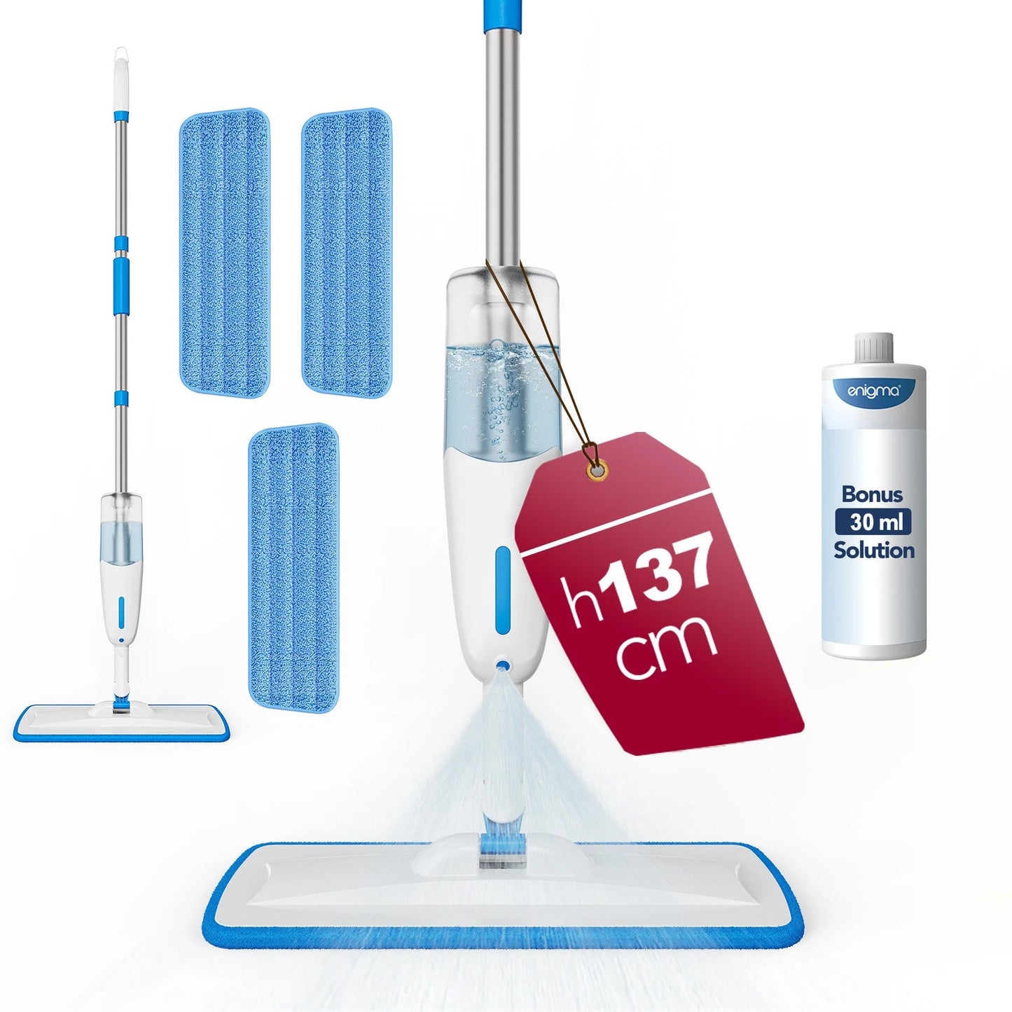 Enigma S1 Spray Mop with 3 Pads & 30ml solution Wet Dry Microfiber Floor Cleaner