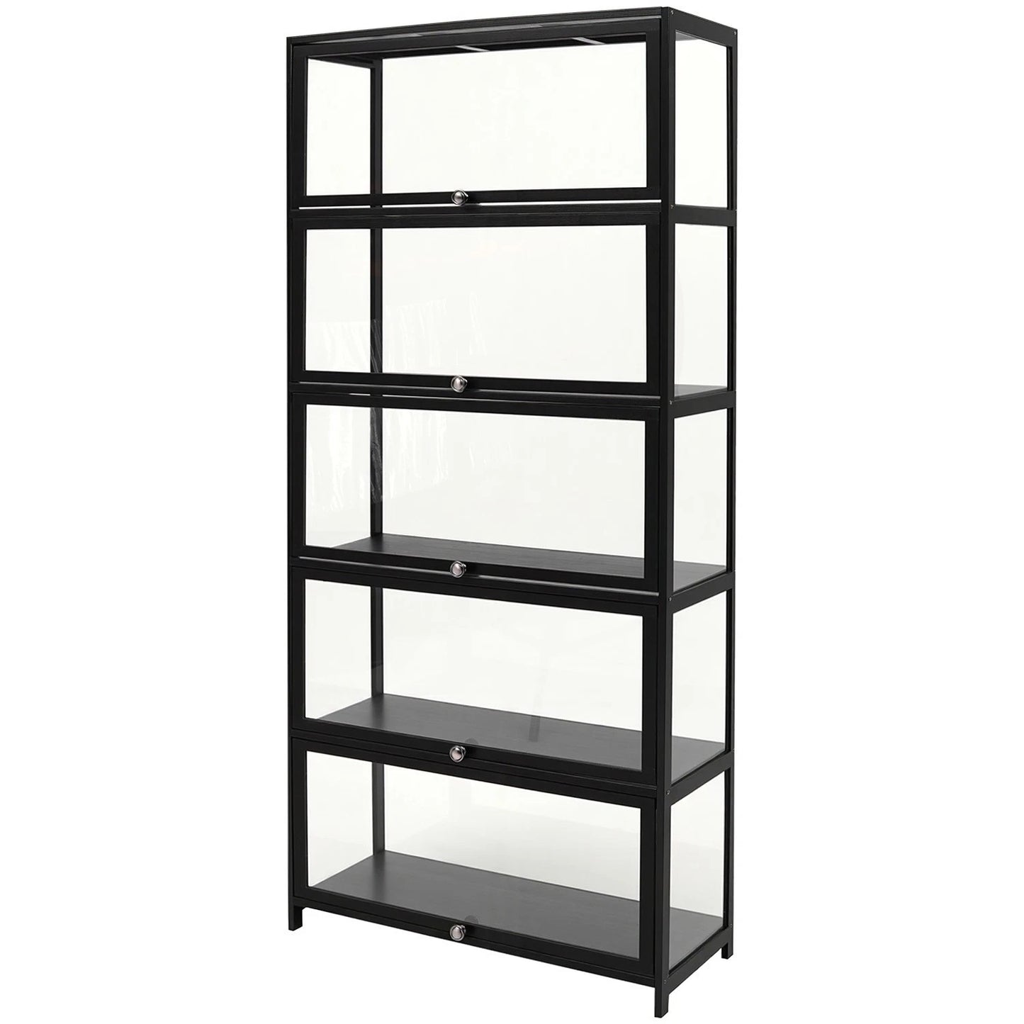 Display Cabinet Storage Shelves Clear Bookcase Wine Wood Rack Stand 3/4/5 Tier