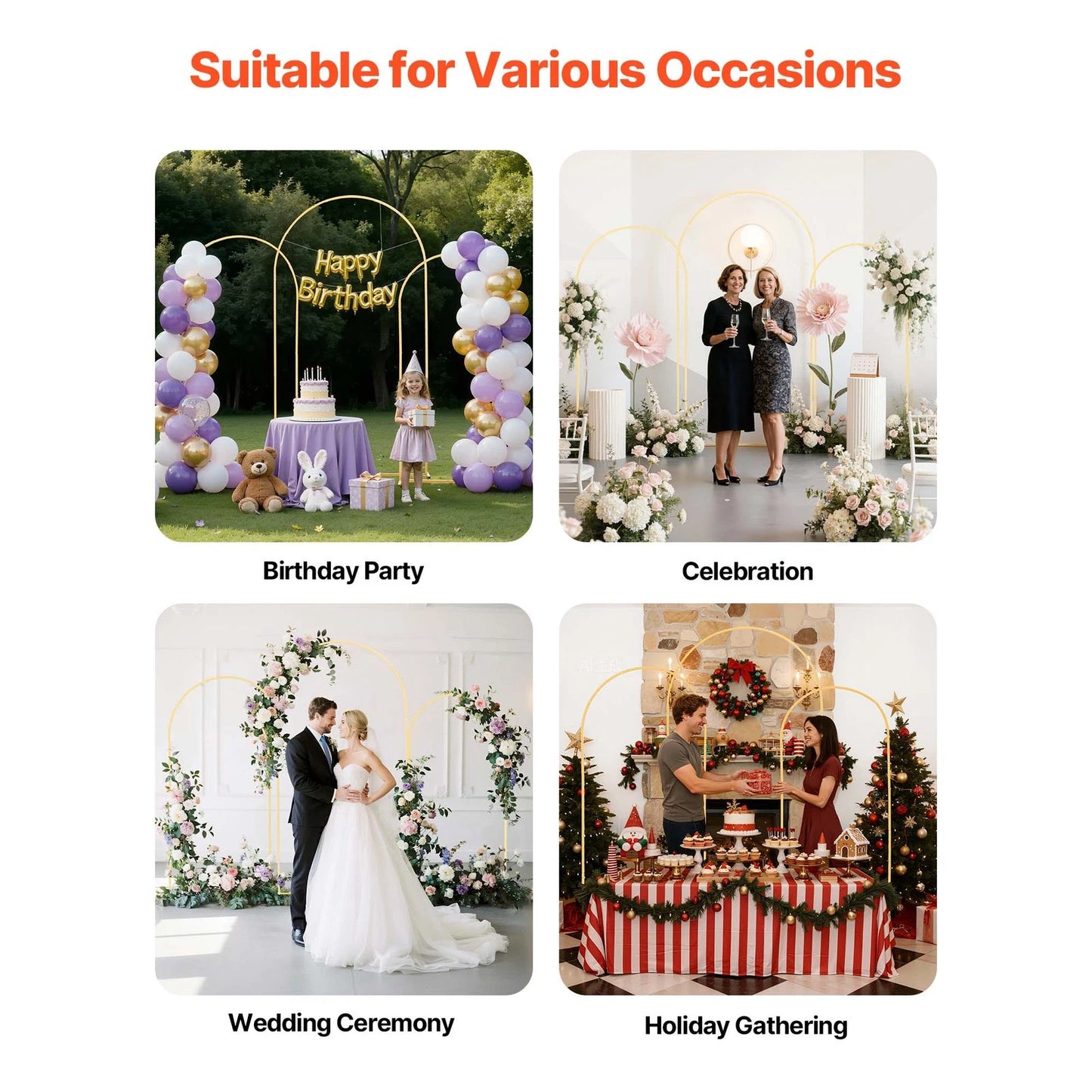 Uimoso Metal Arch Backdrop Stand 2.2/2/1.8 m Set of 3 for Weddings and Events