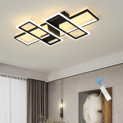 Modern Minimalist LED Flush Mount Ceiling Light with Remote for Bedroom Dining