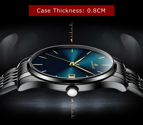 Fashion Men's Watches Stainless Steel Date Waterproof Sport Quartz Wristwatch