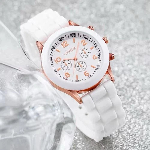 4PCS Women’s Luxury Quartz White Watch Set, Bracelet, Earrings, Necklace New