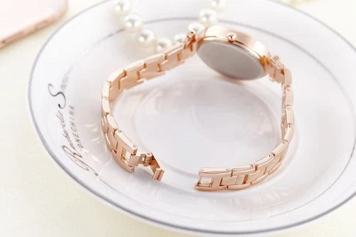 Rose Gold Rhinestone Stainless Steel Luxury Dress Casual Women's Quartz Watches