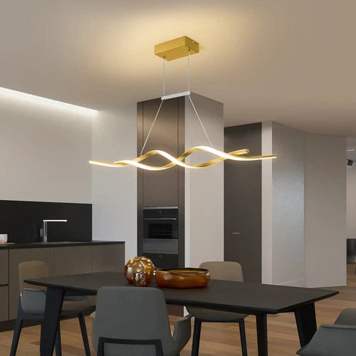 Geometric Pendant Lights Dining Room LED Chandelier w/ Remote for Kitchen Island