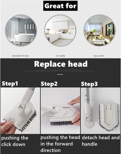 Adjustable Long Handle Floor Brush Cleaning Brush for Tub Tiles Glass Walls