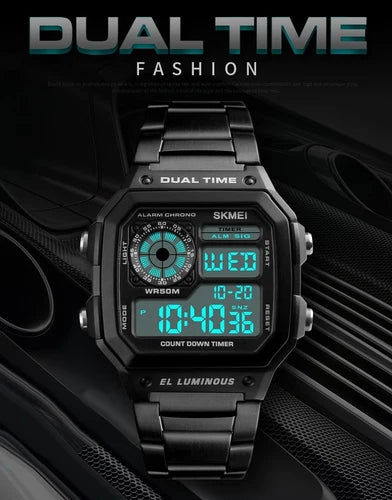 Men Digital LED Watch Date Waterproof Stainless Steel Military Sport Wrist Watch