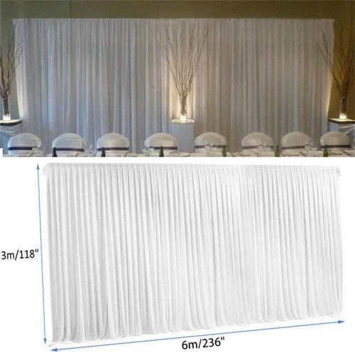 3m 6m White Stage Background Drape Soft Curtains Wedding Birthday Party Photogra