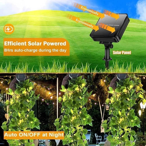 10M 100 LED Solar Powered Ivy Vine Fairy String Lights Garden Outdoor Wall Light
