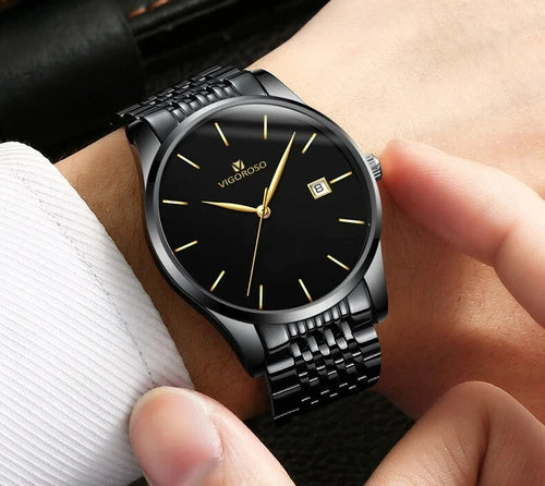Fashion Men's Watches Stainless Steel Date Waterproof Sport Quartz Wristwatch